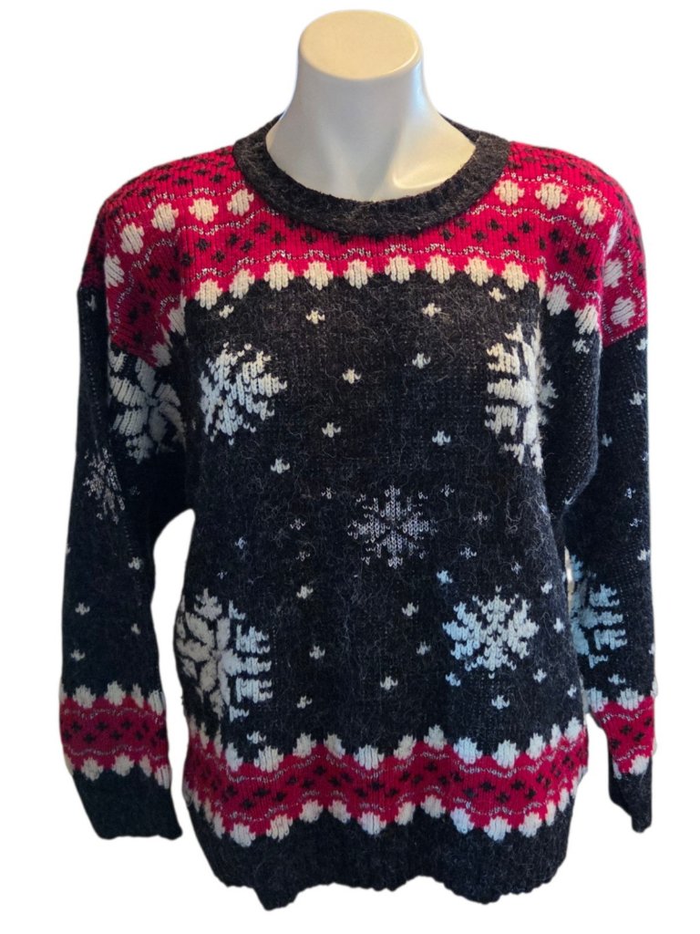 Partners Mervyns Vintage Sz Large Snowflakes Geometric 100% Acrylic Sweater